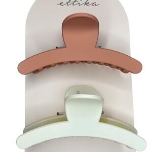 Ettika Revolve Large Flat Weekend Warrior Hair Claw Clips 2 Pack In Orange Cream